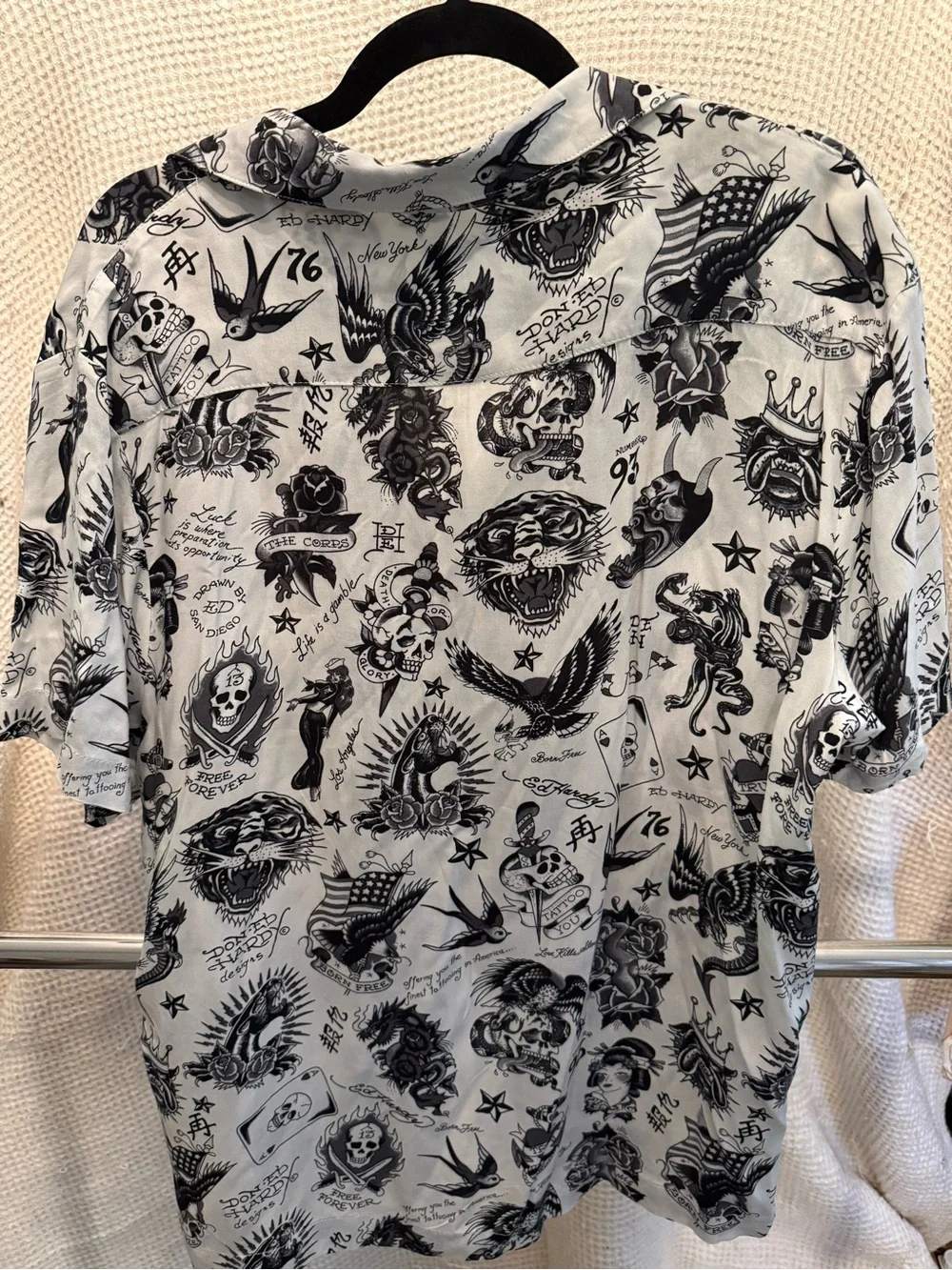 Ed Hardy Casual Button Down Shirt - Black & White - Picture 3 of 3